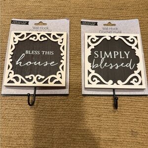 New lot of 2 decorative Wall Hook w/phrase 
 "Bless This House"/SIMPLY blessed”